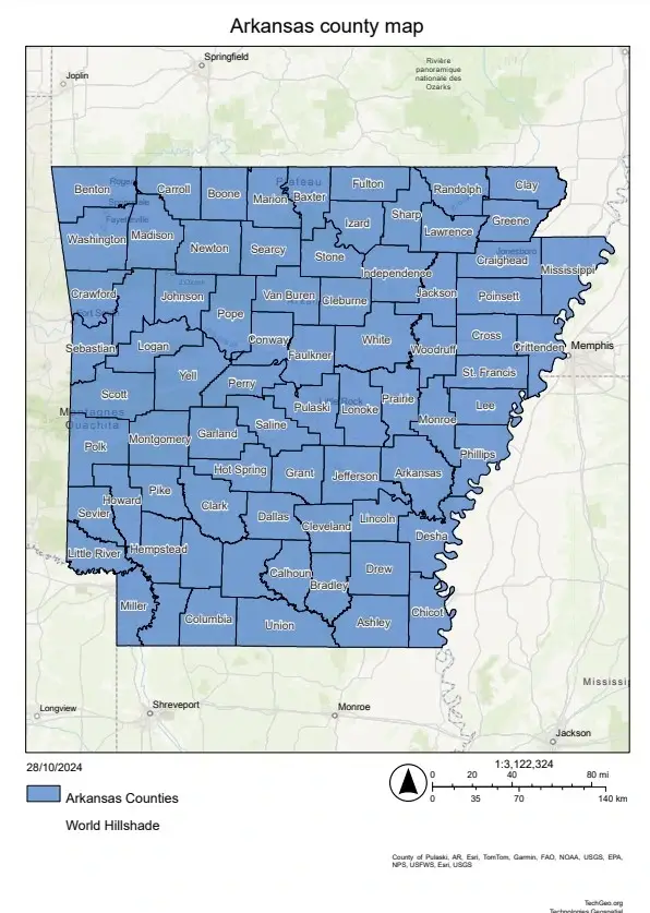 Arkansas County Map