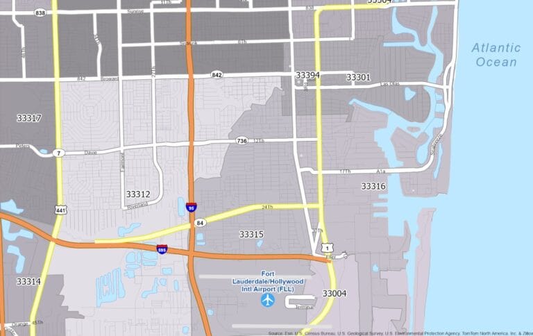 Fort Lauderdale Zip code Map