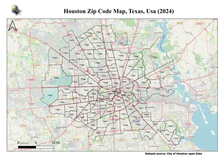 Houston zip code map