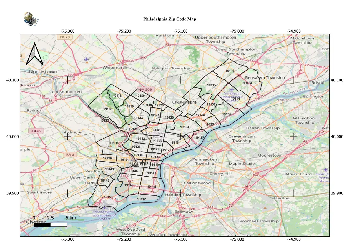 Philadelphia zip code map