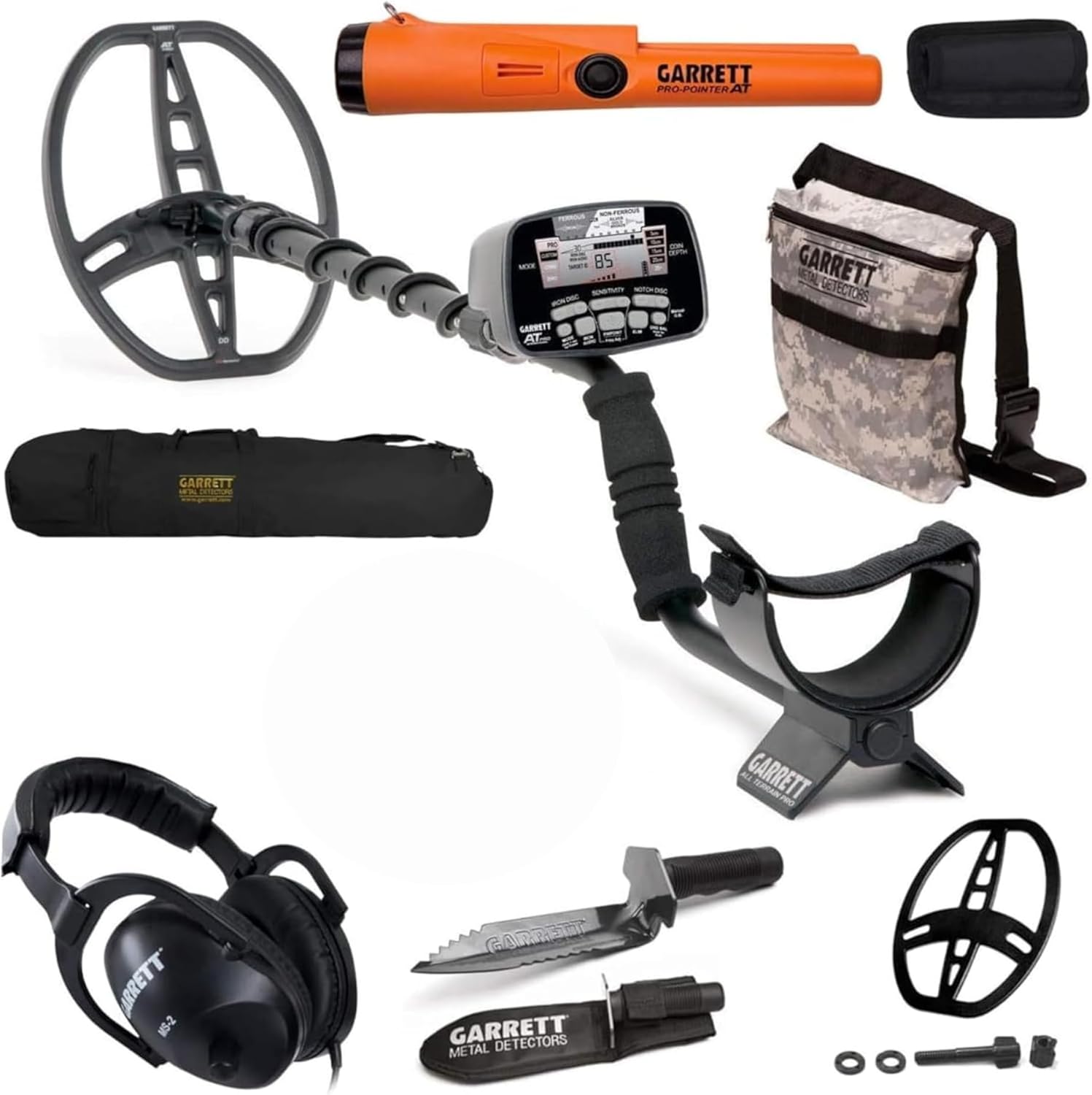 Bundle – Made in The USA - Waterproof to 10ft, Iron Audio, Fast Recovery, Includes Camo Finds Pouch, Edge Digger & Case