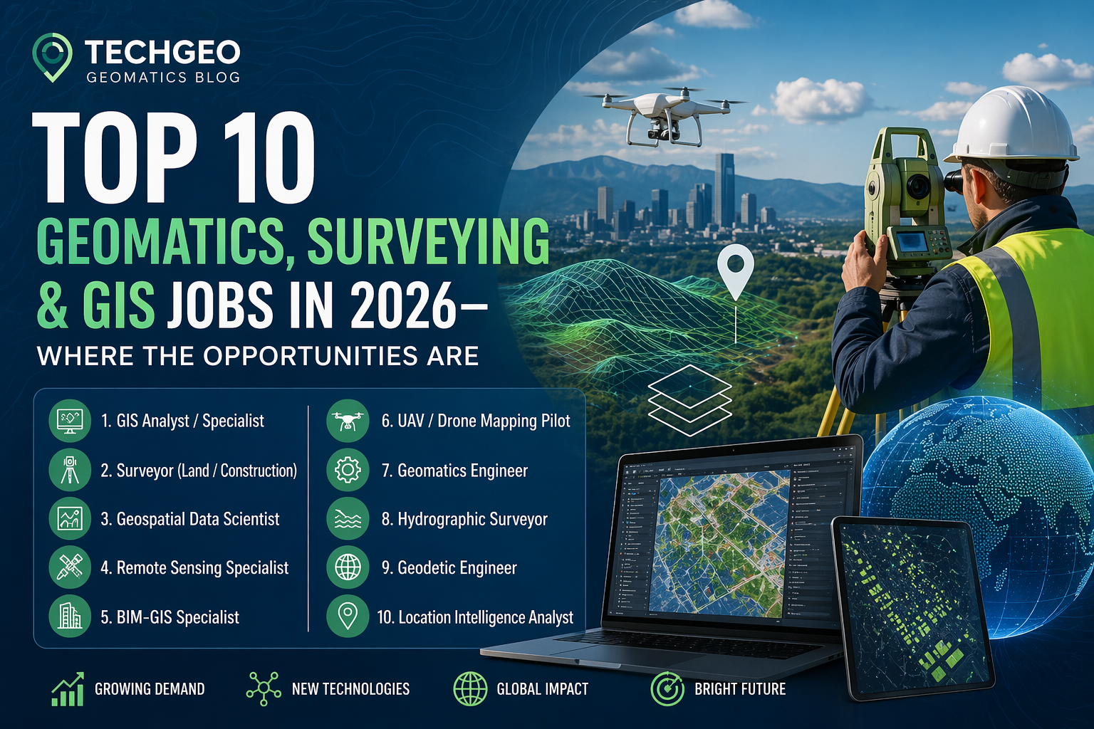 Top 10 Geomatics, Surveying & GIS Jobs in 2026
