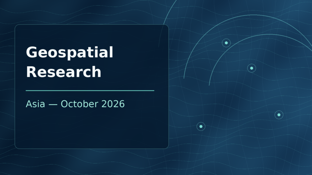 Geospatial postdoctoral research opportunities in Asia, October 2026, illustrated with satellite grids and research data layers